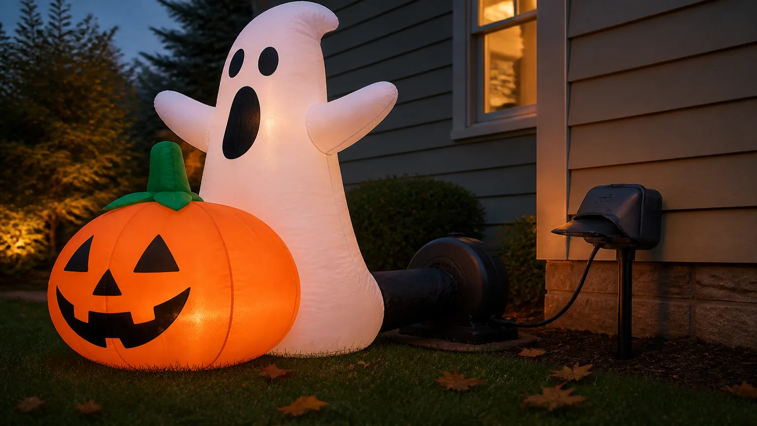 Beleuchtete Halloween-Figuren mit Gebläse und geschütztem Stromanschluss